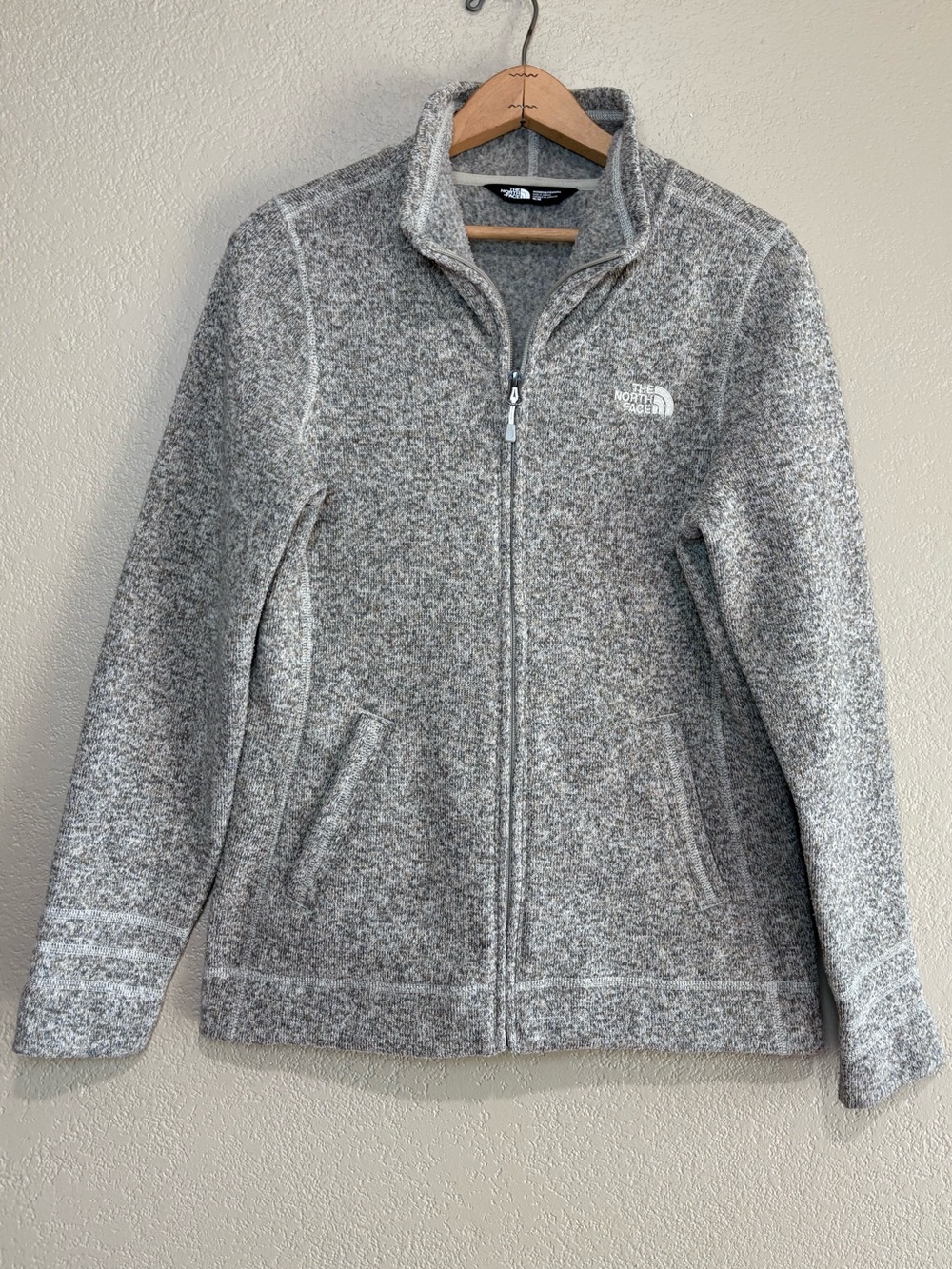 The North Face Women's Tan/Gray Zip Knit Jacket